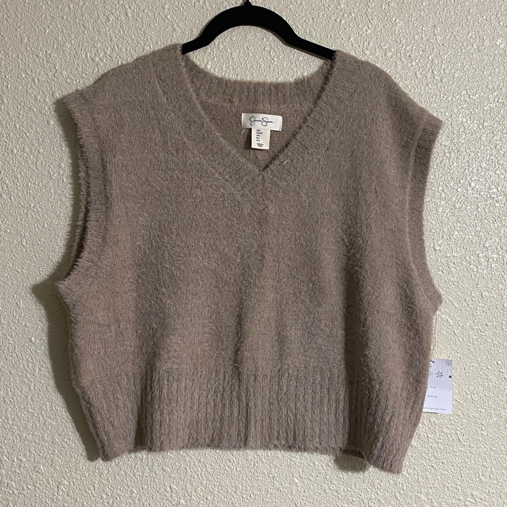 NWT Jessica Simpson Brown Sweater Vest Size L
